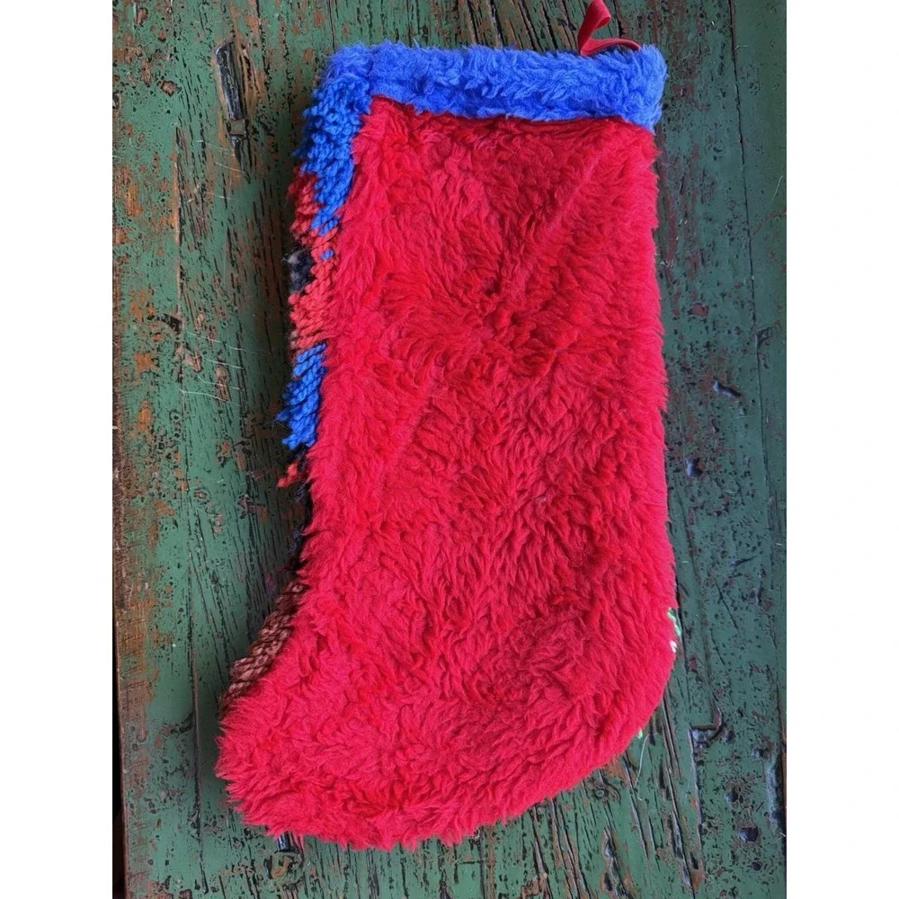 Vintage‎ Latch Hook Bear With Scarf Stocking 16